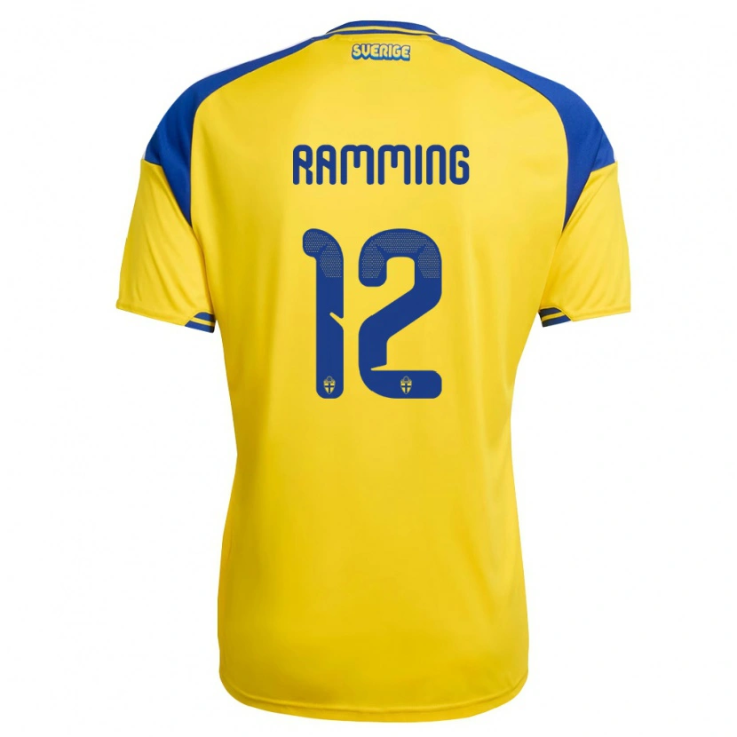 Danxen Dětské Švédsko Nils Ramming #12 Žlutá Modrá Bílá Domů Hráčské Dresy 26-28 Dres