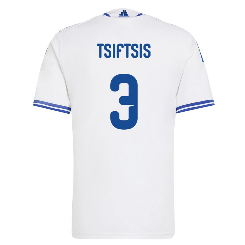 Danxen Dětské Řecko Theodoros Tsiftsis #3 Bílá Modrá Domů Hráčské Dresy 26-28 Dres