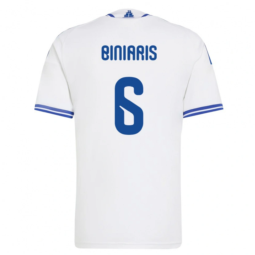 Danxen Dětské Řecko Panagiotis Biniaris #6 Bílá Modrá Domů Hráčské Dresy 26-28 Dres