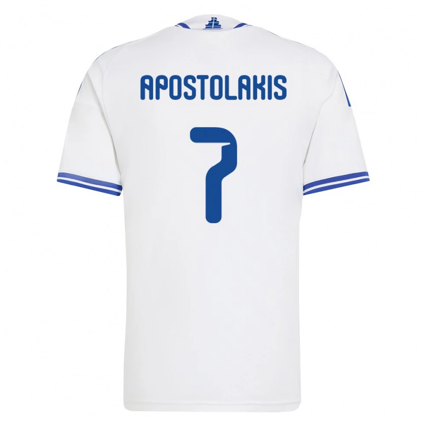 Danxen Dětské Řecko Giannis Apostolakis #7 Bílá Modrá Domů Hráčské Dresy 26-28 Dres