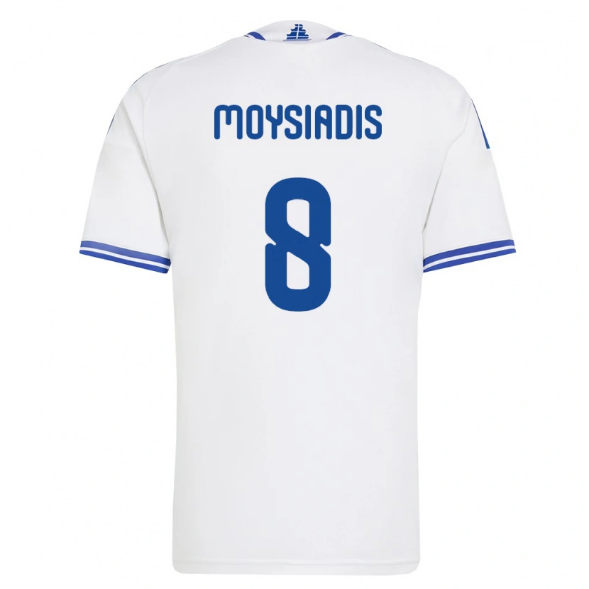 Danxen Dětské Řecko Alexandros Moysiadis #8 Bílá Modrá Domů Hráčské Dresy 26-28 Dres