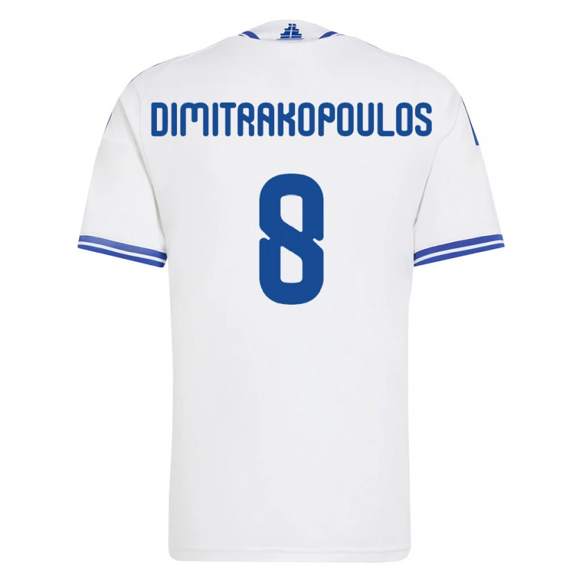 Danxen Dětské Řecko Athanasios Dimitrakopoulos #8 Bílá Modrá Domů Hráčské Dresy 26-28 Dres