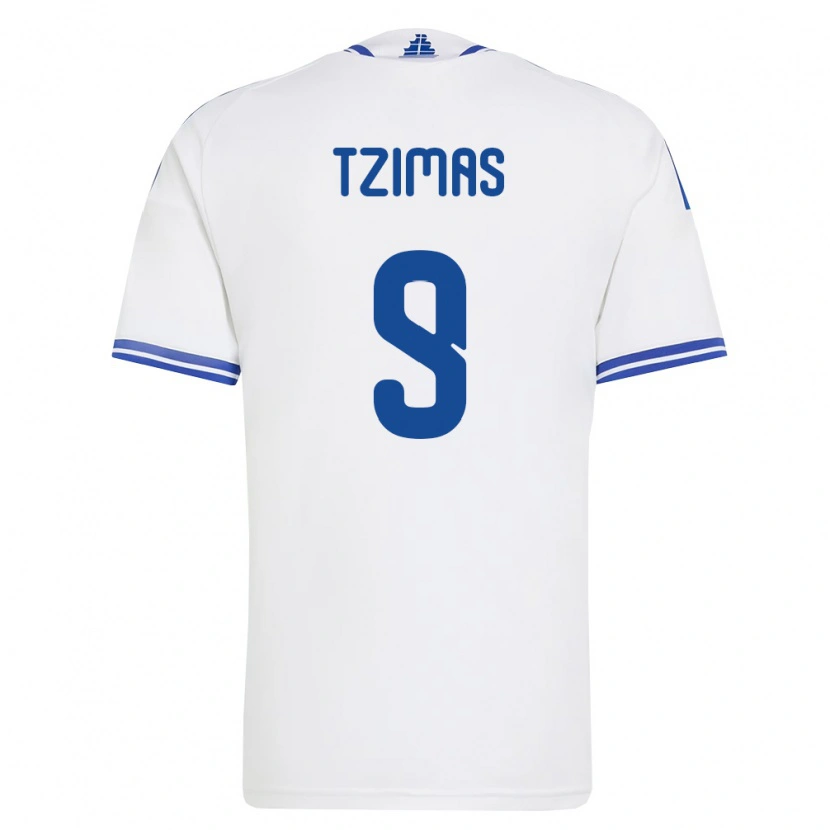 Danxen Dětské Řecko Stefanos Tzimas #9 Bílá Modrá Domů Hráčské Dresy 26-28 Dres