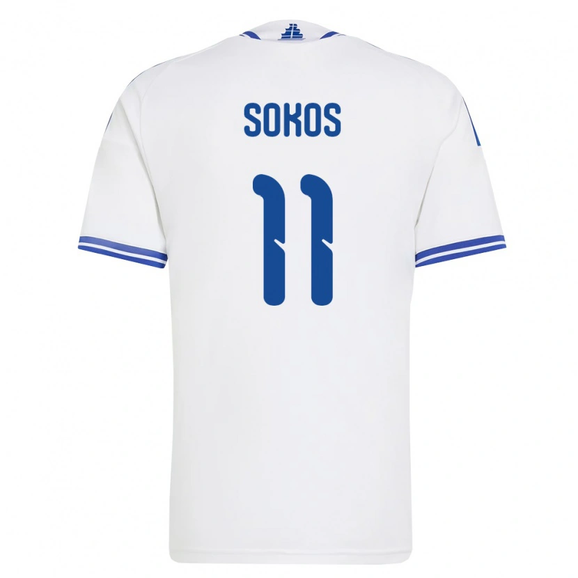 Danxen Dětské Řecko Georgios Sokos #11 Bílá Modrá Domů Hráčské Dresy 26-28 Dres