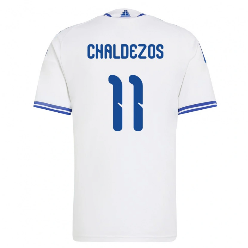 Danxen Dětské Řecko Nikolaos Chaldezos #11 Bílá Modrá Domů Hráčské Dresy 26-28 Dres