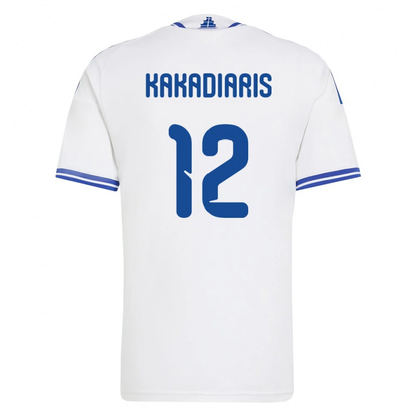 Danxen Dětské Řecko Theofilos Kakadiaris #12 Bílá Modrá Domů Hráčské Dresy 26-28 Dres