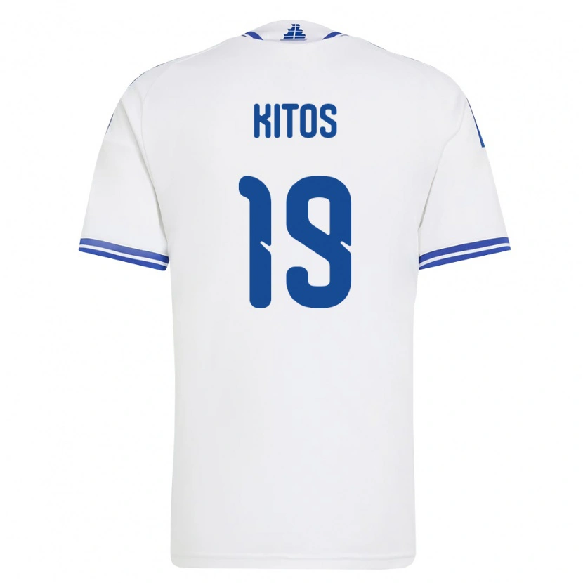 Danxen Dětské Řecko Anastasios Kitos #19 Bílá Modrá Domů Hráčské Dresy 26-28 Dres