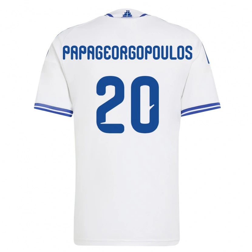 Danxen Dětské Řecko Dimitrios Papageorgopoulos #20 Bílá Modrá Domů Hráčské Dresy 26-28 Dres