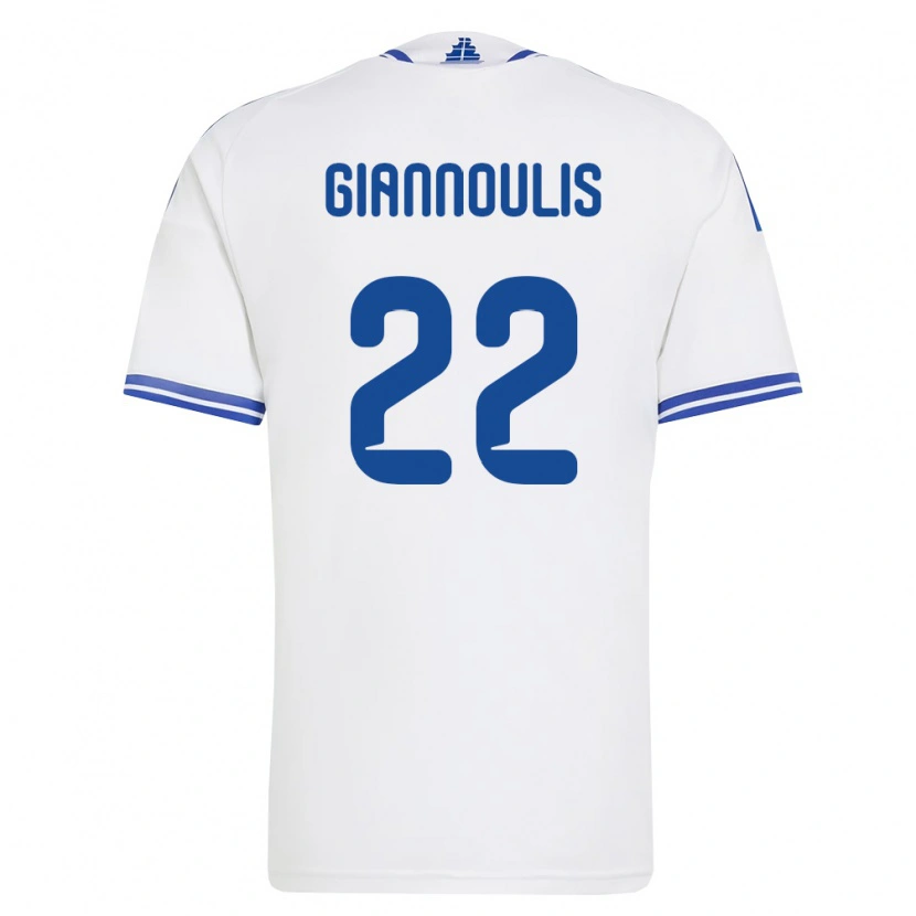 Danxen Dětské Řecko Dimitrios Giannoulis #22 Bílá Modrá Domů Hráčské Dresy 26-28 Dres