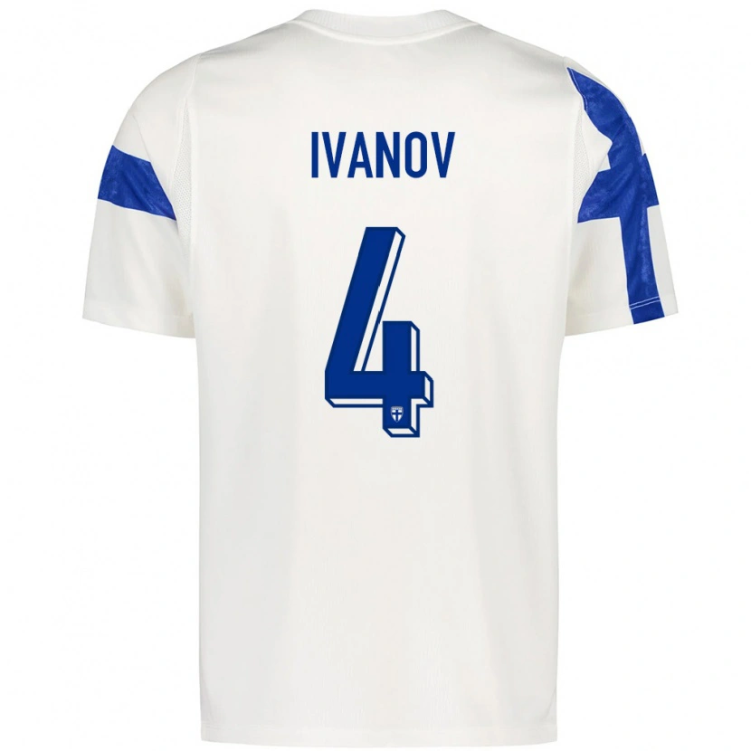 Danxen Dětské Finsko Robert Ivanov #4 Bílá Modrá Domů Hráčské Dresy 26-28 Dres