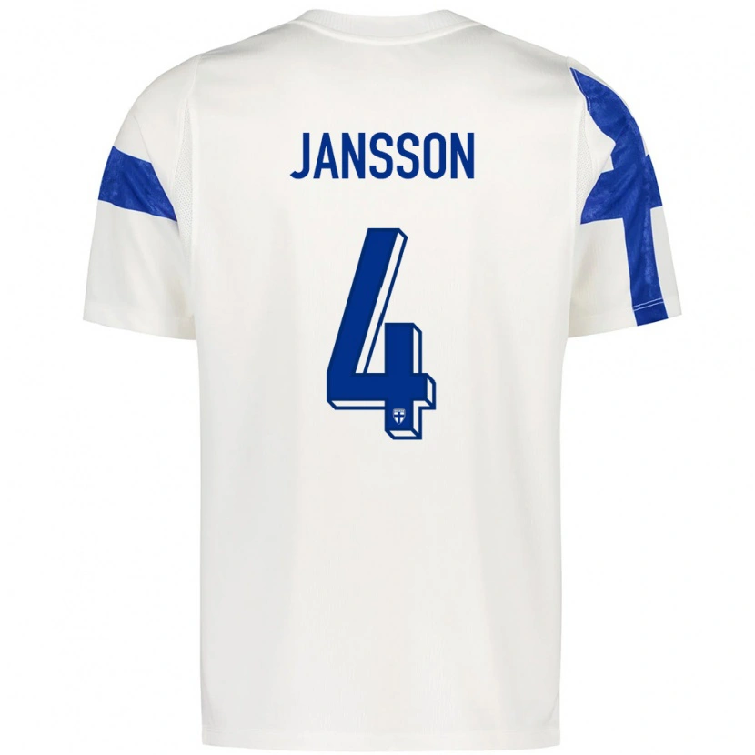 Danxen Dětské Finsko Rony Jansson #4 Bílá Modrá Domů Hráčské Dresy 26-28 Dres