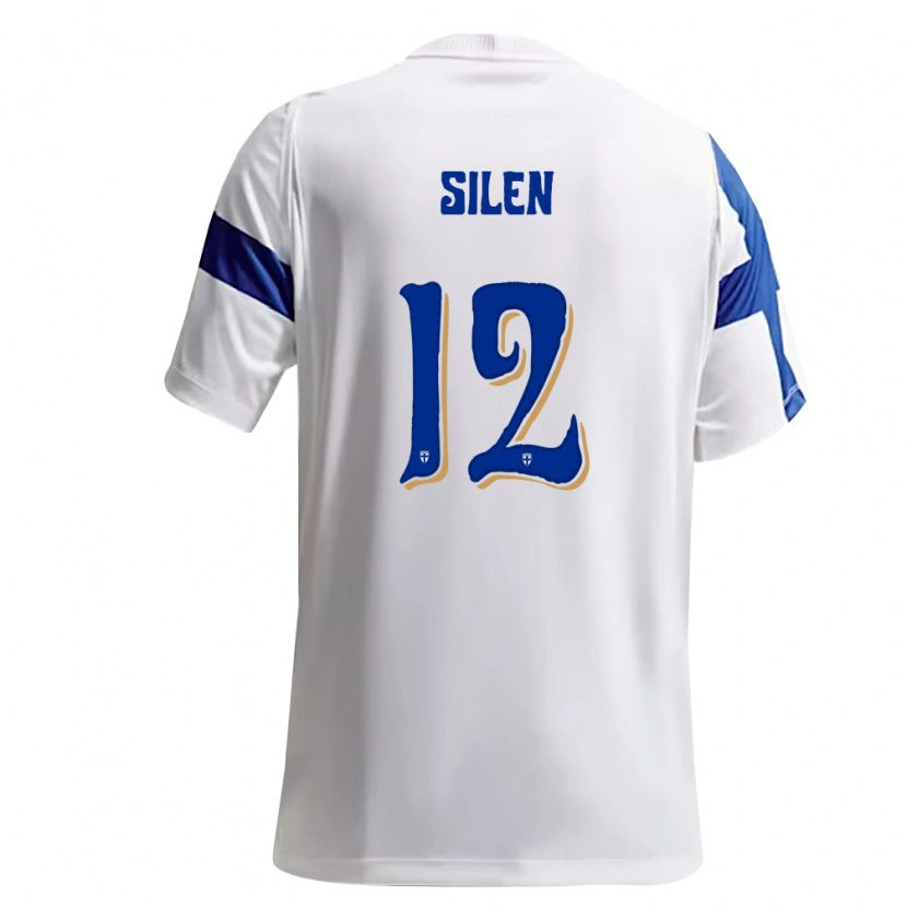 Danxen Dětské Finsko Kasperi Silen #12 Bílá Modrá Domů Hráčské Dresy 26-28 Dres