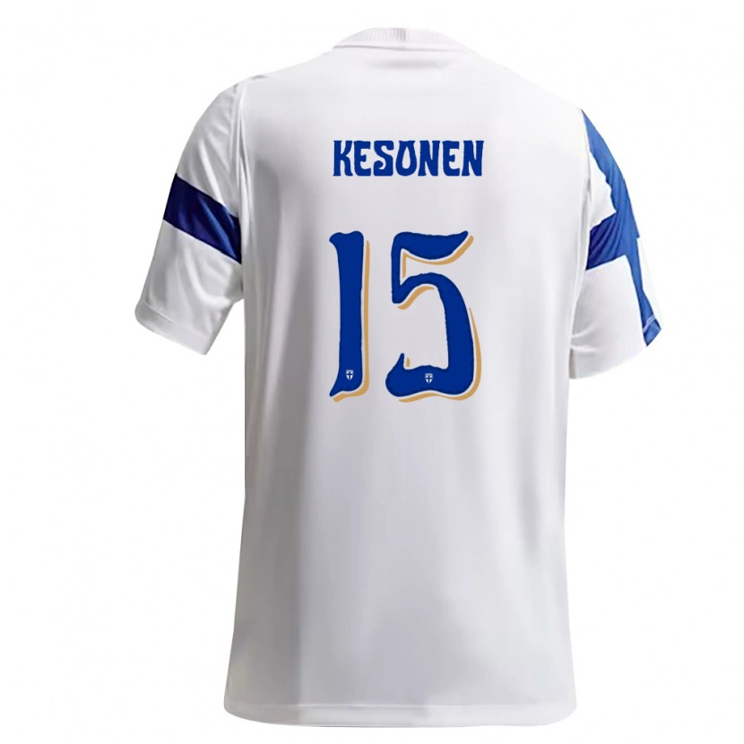 Danxen Dětské Finsko Daniel Kesonen #15 Bílá Modrá Domů Hráčské Dresy 26-28 Dres