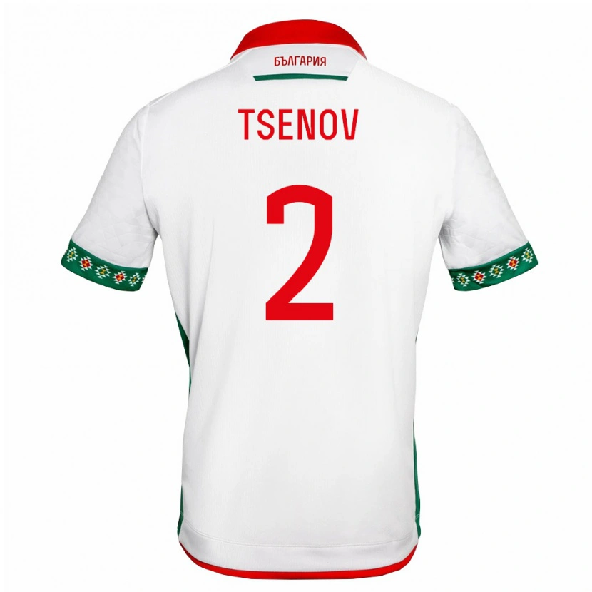 Danxen Dětské Bulharsko Aleksandar Tsenov #2 Bílá Zelená Červená Domů Hráčské Dresy 26-28 Dres