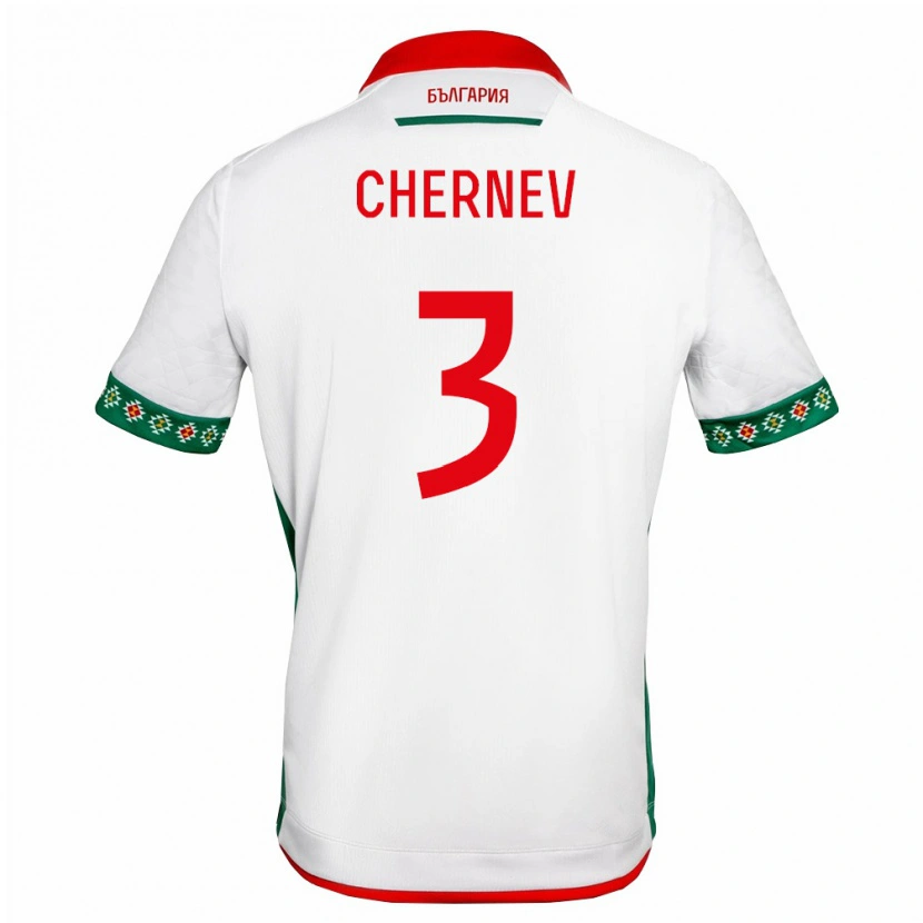 Danxen Dětské Bulharsko Atanas Chernev #3 Bílá Zelená Červená Domů Hráčské Dresy 26-28 Dres