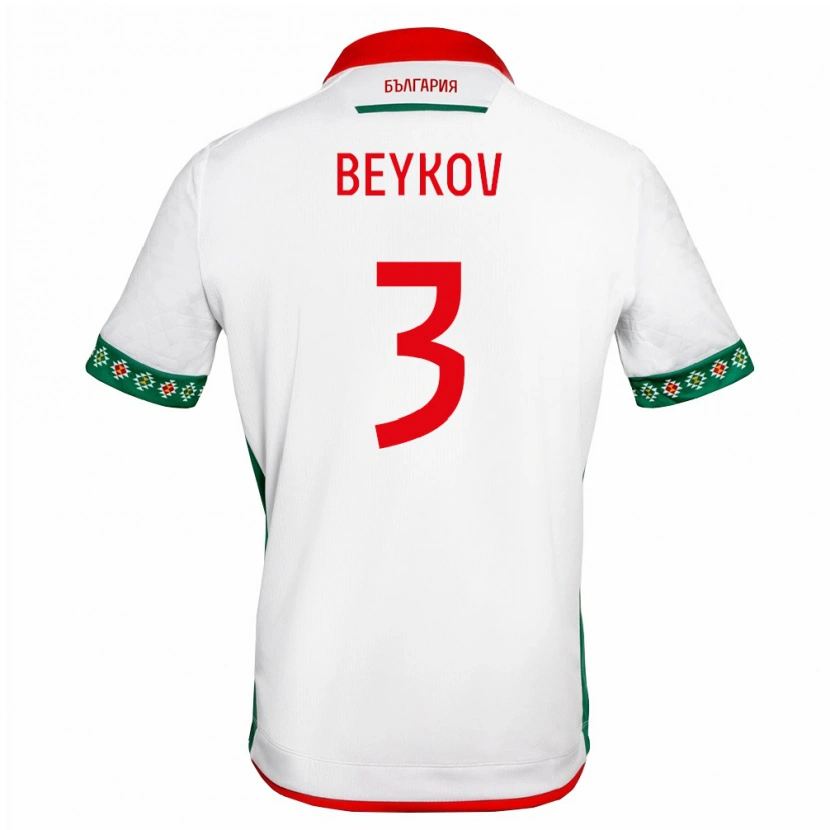 Danxen Dětské Bulharsko Viktor Beykov #3 Bílá Zelená Červená Domů Hráčské Dresy 26-28 Dres