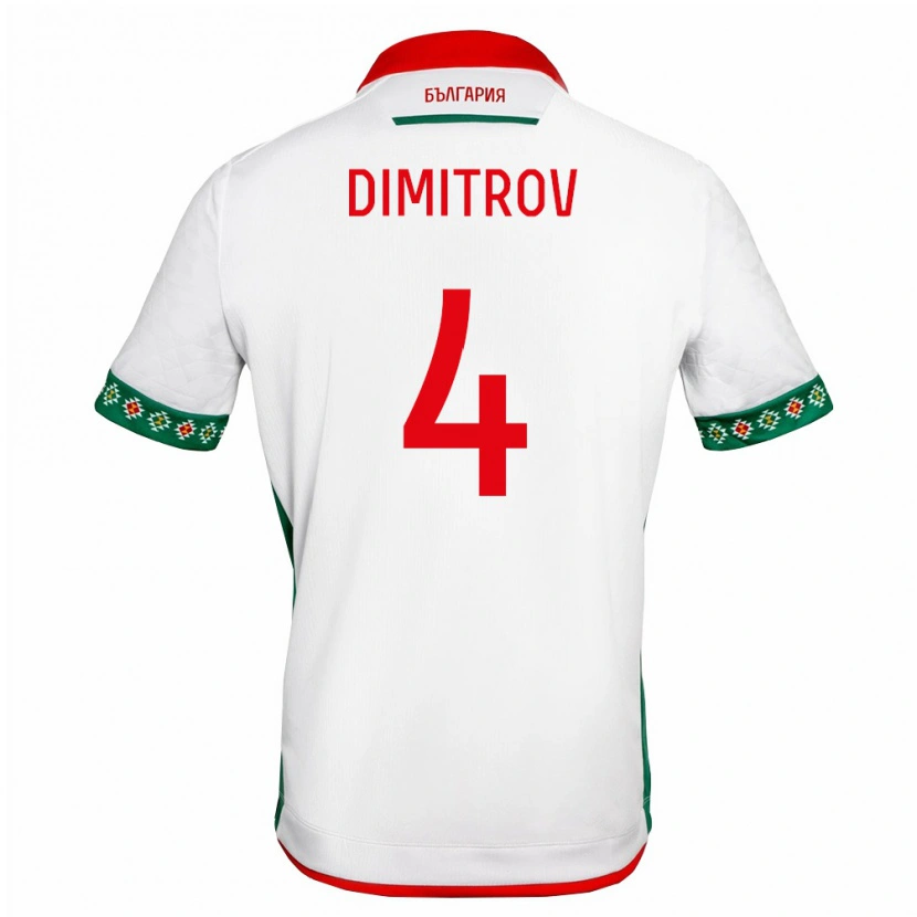 Danxen Dětské Bulharsko Martin Dimitrov #4 Bílá Zelená Červená Domů Hráčské Dresy 26-28 Dres