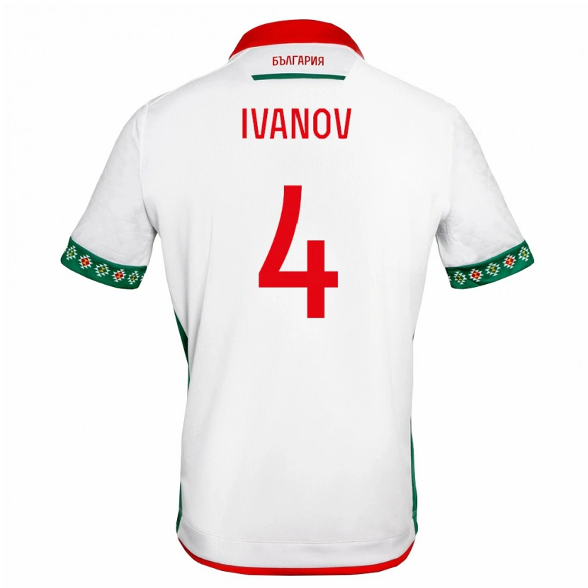 Danxen Dětské Bulharsko Viktor Ivanov #4 Bílá Zelená Červená Domů Hráčské Dresy 26-28 Dres