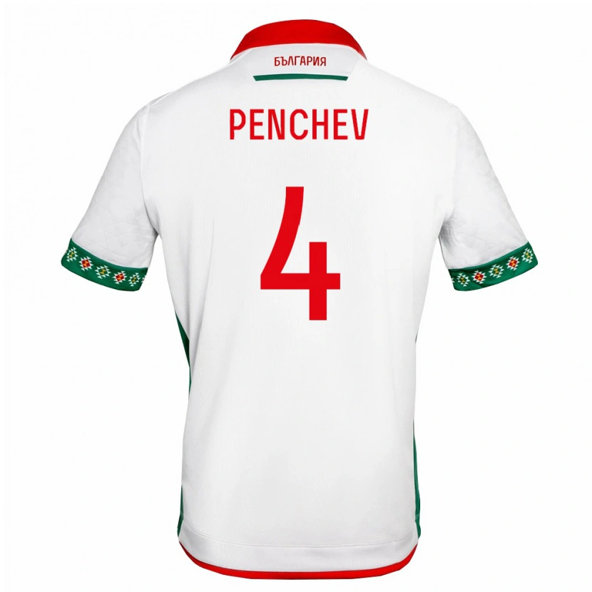 Danxen Dětské Bulharsko Martin Penchev #4 Bílá Zelená Červená Domů Hráčské Dresy 26-28 Dres