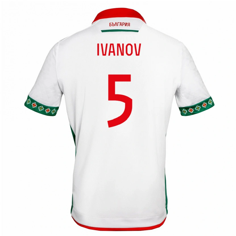 Danxen Dětské Bulharsko Teodor Ivanov #5 Bílá Zelená Červená Domů Hráčské Dresy 26-28 Dres