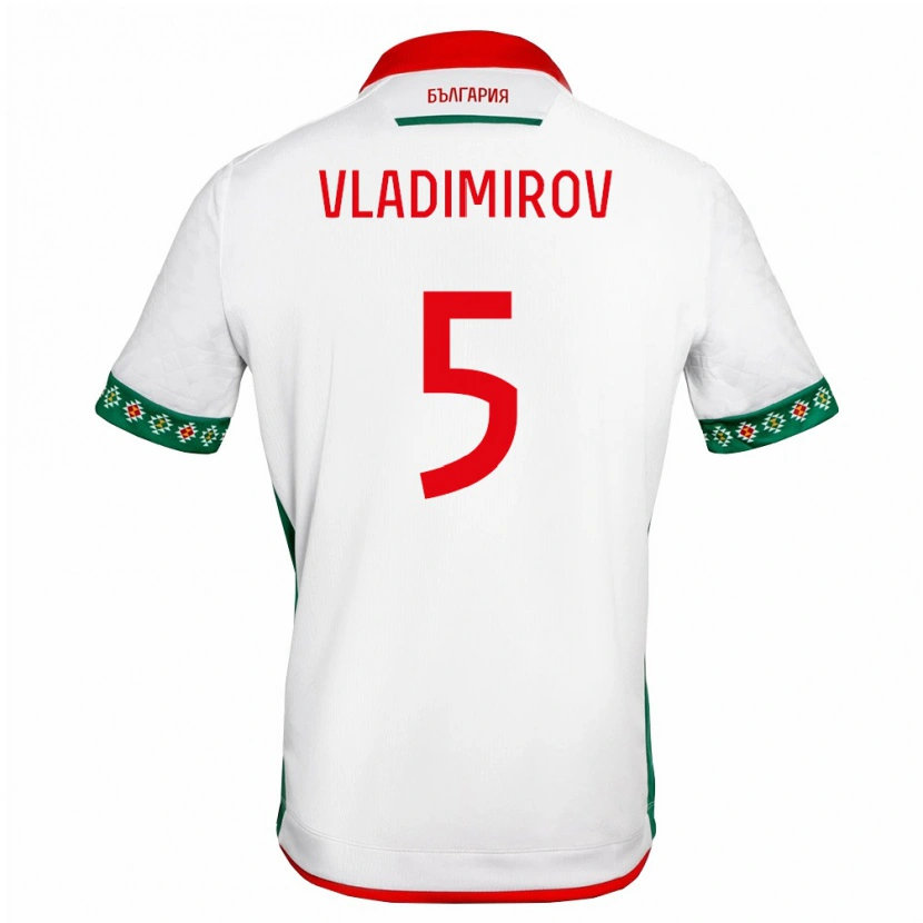 Danxen Dětské Bulharsko Valeri Vladimirov #5 Bílá Zelená Červená Domů Hráčské Dresy 26-28 Dres