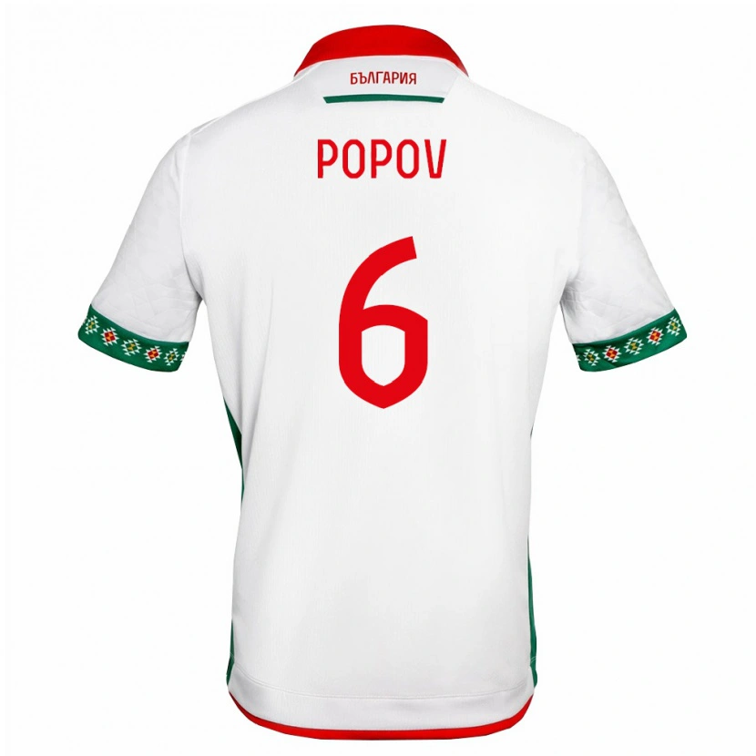 Danxen Dětské Bulharsko Viktor Popov #6 Bílá Zelená Červená Domů Hráčské Dresy 26-28 Dres
