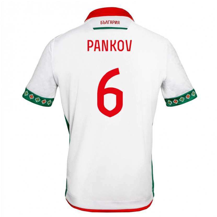 Danxen Dětské Bulharsko Ivan Pankov #6 Bílá Zelená Červená Domů Hráčské Dresy 26-28 Dres