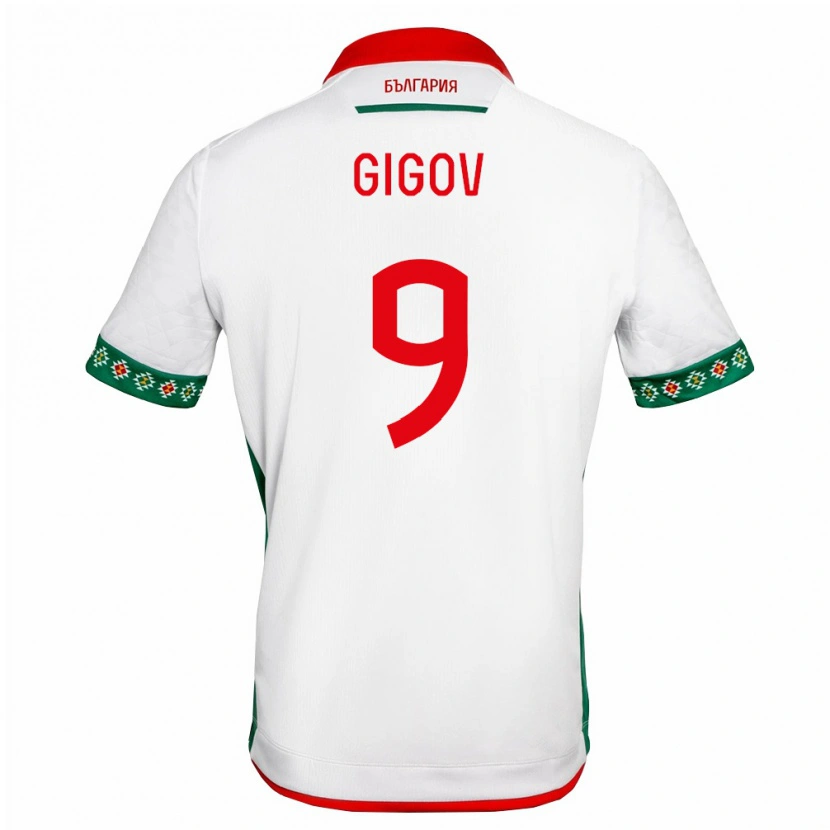 Danxen Dětské Bulharsko Filip Gigov #9 Bílá Zelená Červená Domů Hráčské Dresy 26-28 Dres