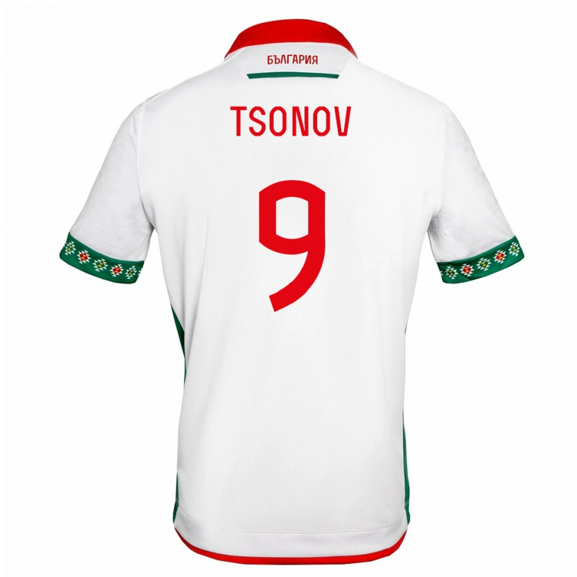 Danxen Dětské Bulharsko Samuil Tsonov #9 Bílá Zelená Červená Domů Hráčské Dresy 26-28 Dres