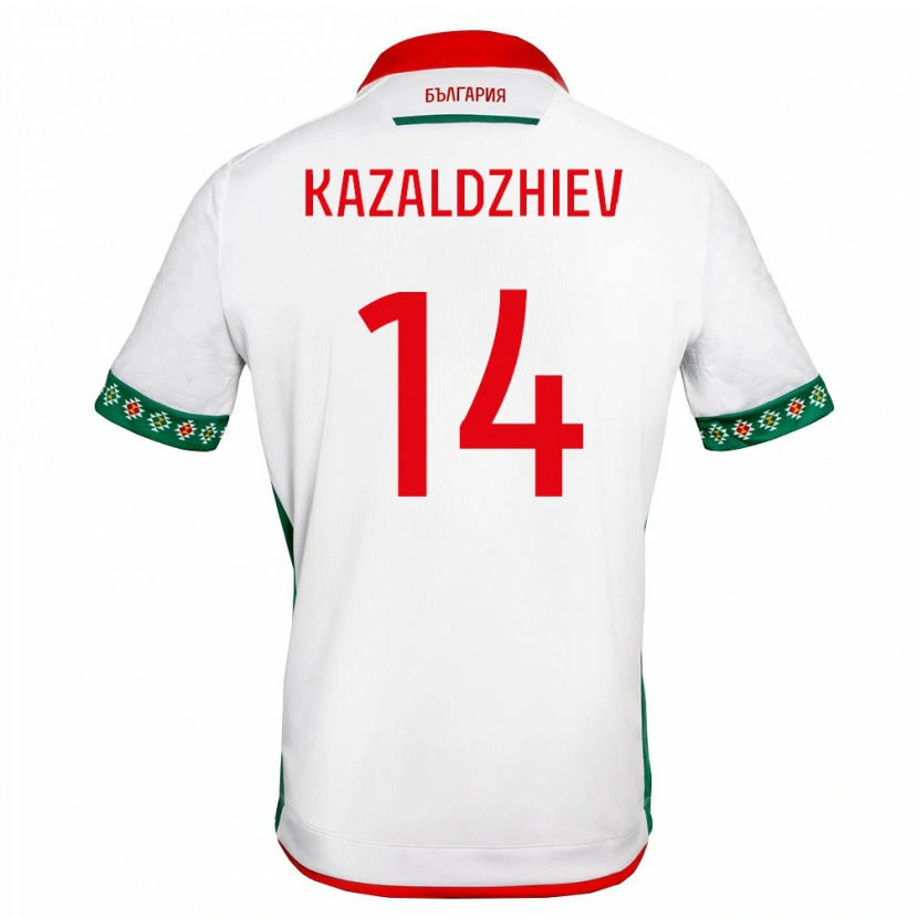 Danxen Dětské Bulharsko Vasil Kazaldzhiev #14 Bílá Zelená Červená Domů Hráčské Dresy 26-28 Dres