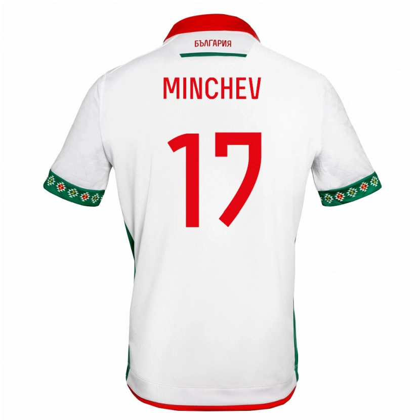 Danxen Dětské Bulharsko Martin Minchev #17 Bílá Zelená Červená Domů Hráčské Dresy 26-28 Dres