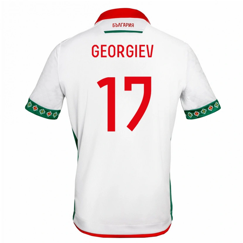 Danxen Dětské Bulharsko Yastiyan Georgiev #17 Bílá Zelená Červená Domů Hráčské Dresy 26-28 Dres