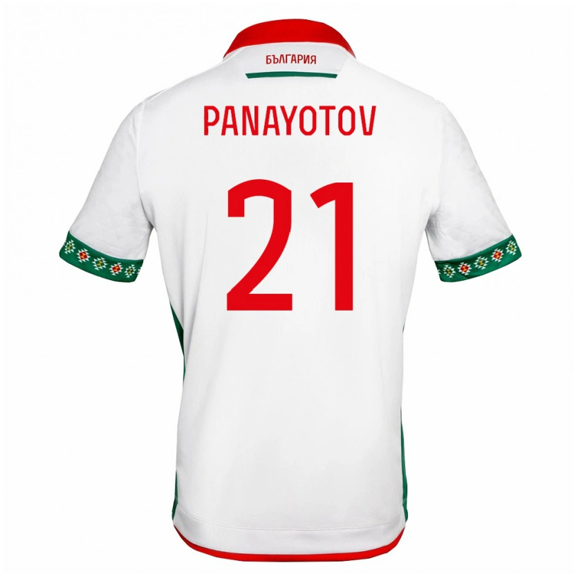 Danxen Dětské Bulharsko Petko Panayotov #21 Bílá Zelená Červená Domů Hráčské Dresy 26-28 Dres