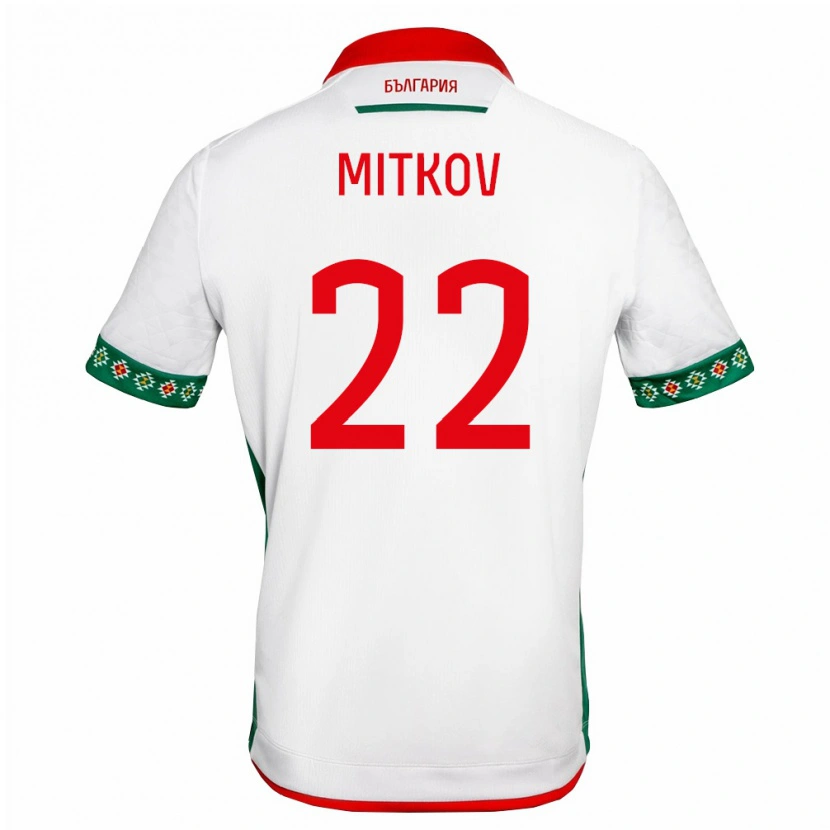 Danxen Dětské Bulharsko Asen Mitkov #22 Bílá Zelená Červená Domů Hráčské Dresy 26-28 Dres