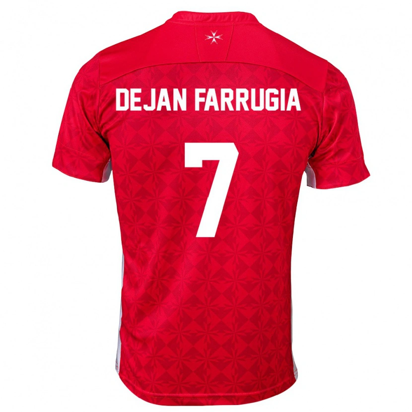 Danxen Dětské Malta Dejan Farrugia #7 Červená Bílá Domů Hráčské Dresy 26-28 Dres