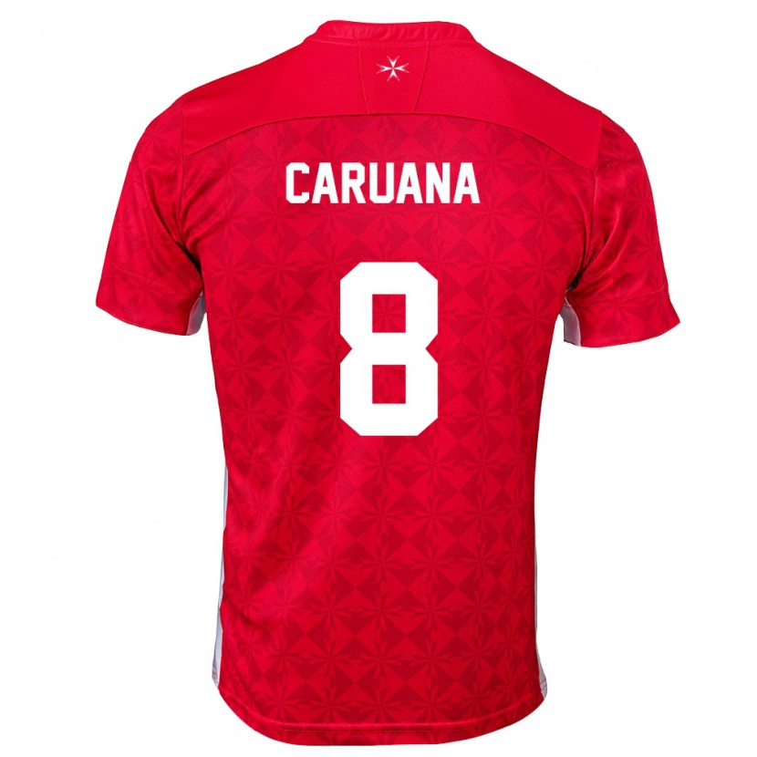 Danxen Dětské Malta Lucas Caruana #8 Červená Bílá Domů Hráčské Dresy 26-28 Dres