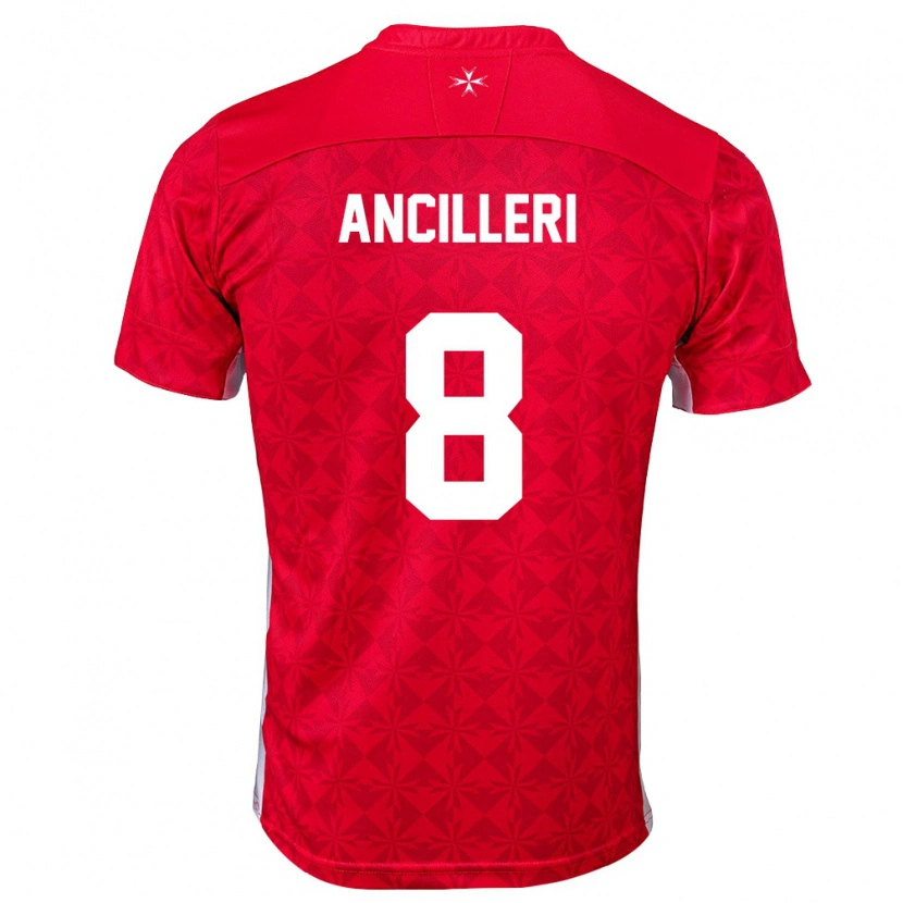 Danxen Dětské Malta Mattiaz Ancilleri #8 Červená Bílá Domů Hráčské Dresy 26-28 Dres