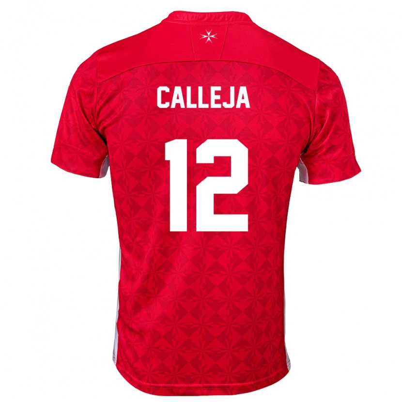 Danxen Dětské Malta Jaiel Calleja #12 Červená Bílá Domů Hráčské Dresy 26-28 Dres