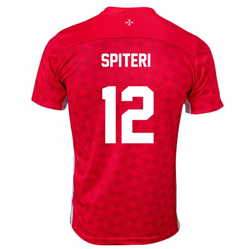 Danxen Dětské Malta Jayden Spiteri #12 Červená Bílá Domů Hráčské Dresy 26-28 Dres