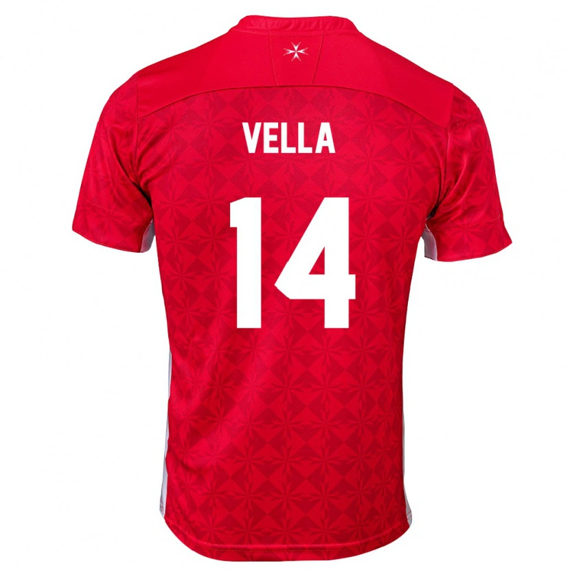 Danxen Dětské Malta Andreas Vella #14 Červená Bílá Domů Hráčské Dresy 26-28 Dres