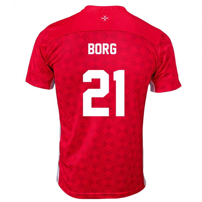 Danxen Dětské Malta Jean Borg #21 Červená Bílá Domů Hráčské Dresy 26-28 Dres