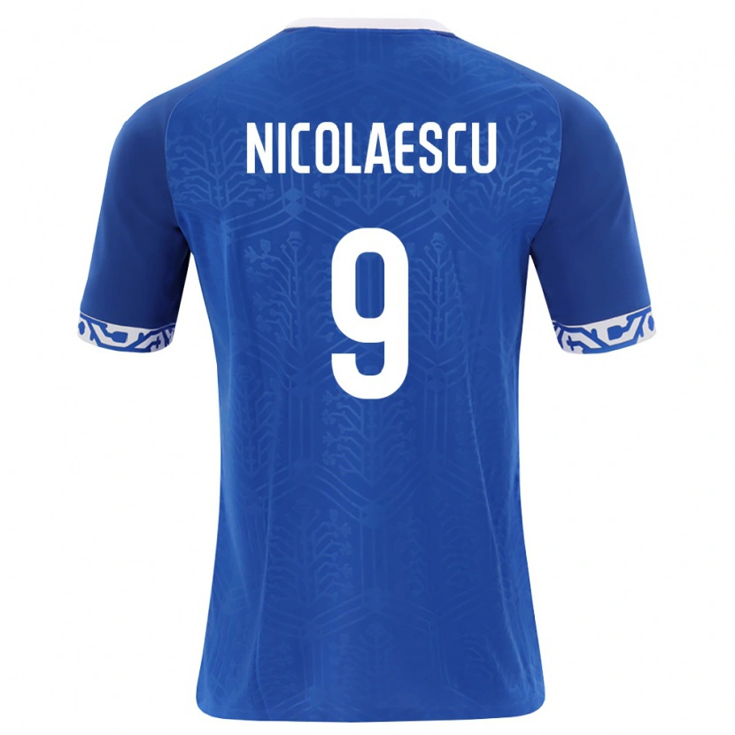 Danxen Dětské Moldavsko Ion Nicolaescu #9 Královská Modrá Bílá Domů Hráčské Dresy 26-28 Dres