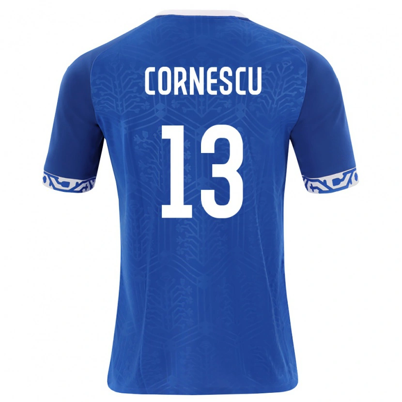 Danxen Dětské Moldavsko Iustin Cornescu #13 Královská Modrá Bílá Domů Hráčské Dresy 26-28 Dres