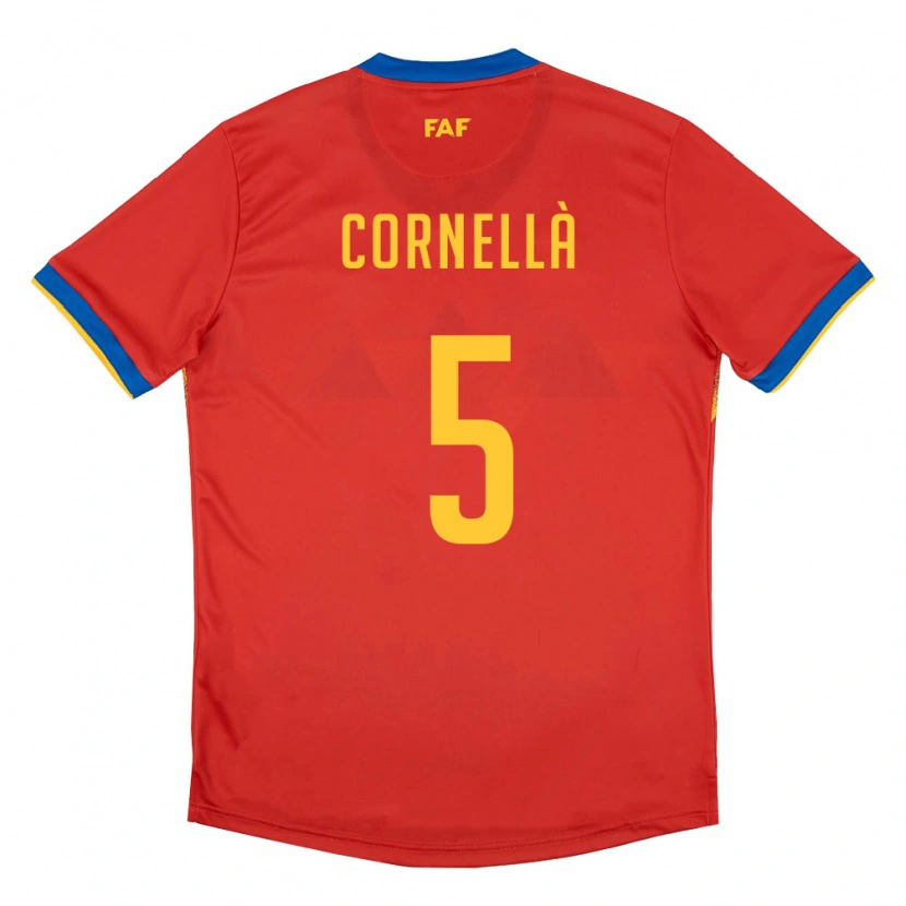 Danxen Dětské Andorra Alex Cornellà #5 Červená Modrá Žlutá Domů Hráčské Dresy 26-28 Dres