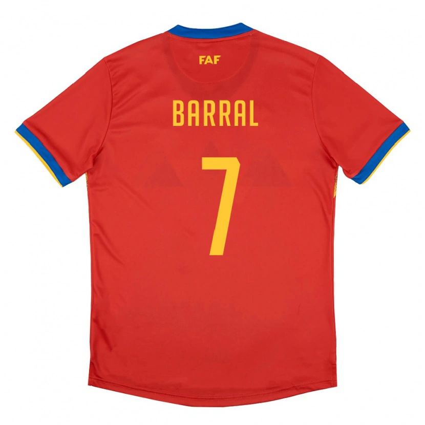 Danxen Dětské Andorra Ramón Barral #7 Červená Modrá Žlutá Domů Hráčské Dresy 26-28 Dres