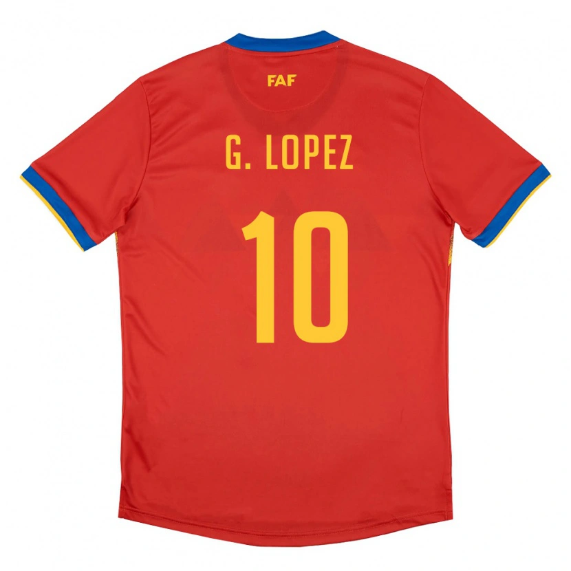 Danxen Dětské Andorra Guillaume Lopez #10 Červená Modrá Žlutá Domů Hráčské Dresy 26-28 Dres