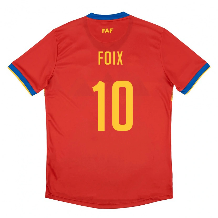 Danxen Dětské Andorra Pol Foix #10 Červená Modrá Žlutá Domů Hráčské Dresy 26-28 Dres
