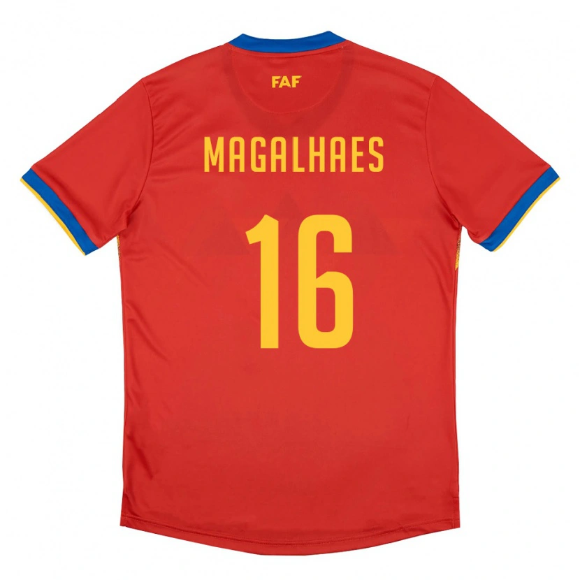 Danxen Dětské Andorra Lucas Magalhaes #16 Červená Modrá Žlutá Domů Hráčské Dresy 26-28 Dres
