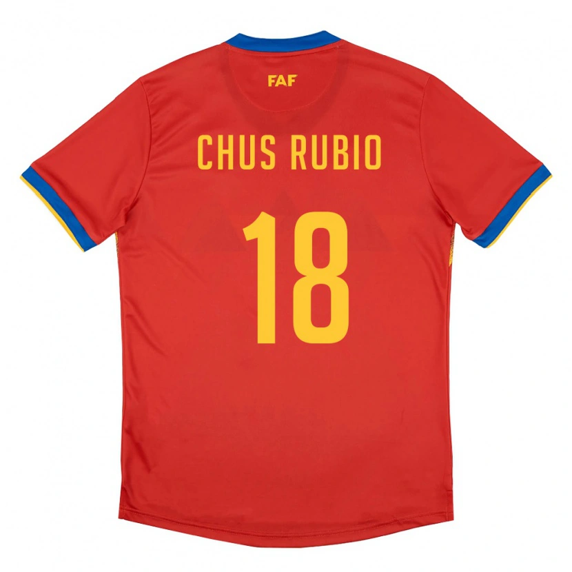 Danxen Dětské Andorra Jesús Rubio #18 Červená Modrá Žlutá Domů Hráčské Dresy 26-28 Dres