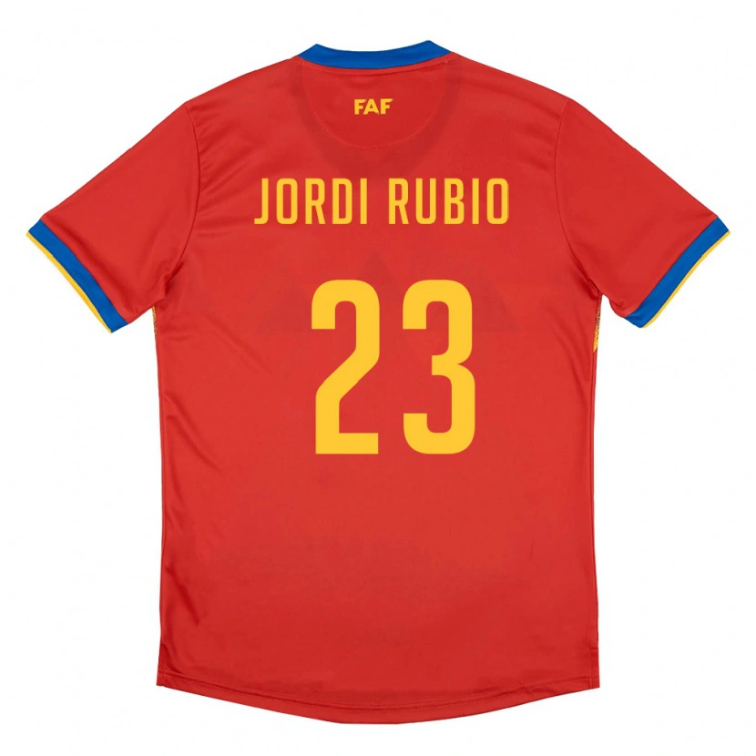 Danxen Dětské Andorra Jordi Rubio #23 Červená Modrá Žlutá Domů Hráčské Dresy 26-28 Dres